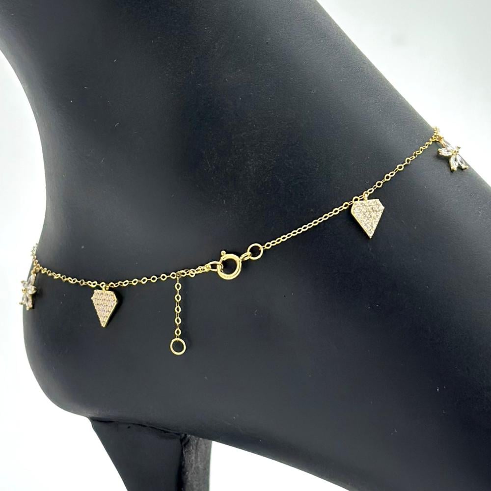 خلخال ذهب اصفر تصميم الماس عيار18 من مجوهرات الشلوي