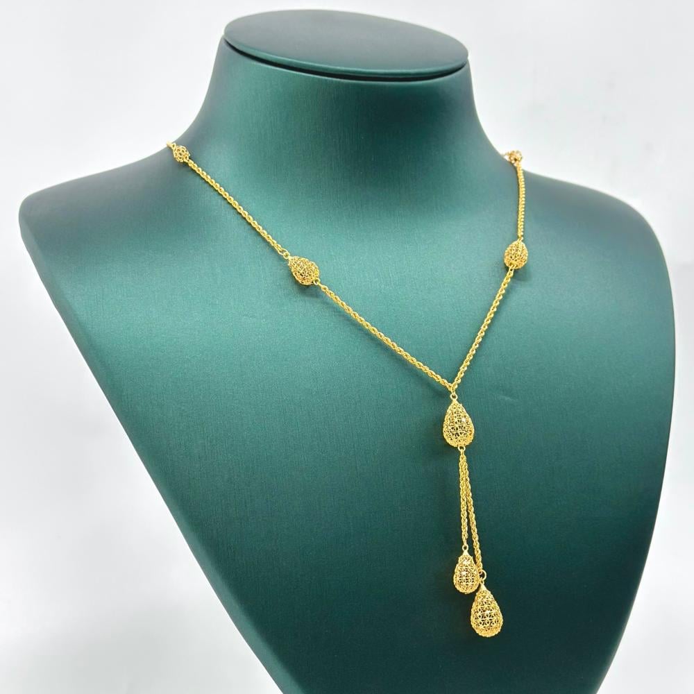 اجمل عقد ذهب عيار 21 فاخر بتصميم دمعات فريد