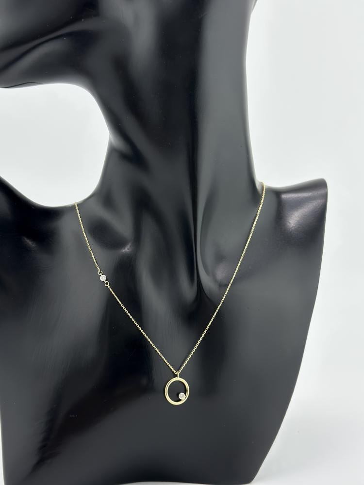 عقد الدائرة الذهبية الناعم  ( 2.0 جرام - عيار 18 - NE0438 )