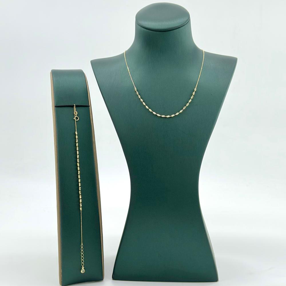 عقد مع سوارة ذهب اصفر ايطالي عيار 18 من مجوهرات الشلوي