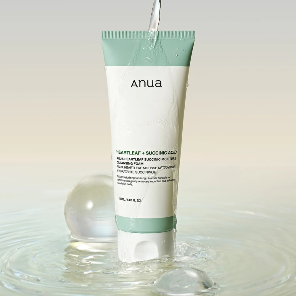 رغوة تنظيف الترطيب السكسينيك من هارت ليف من انوا Anua *renewal* Heartleaf Succinic Moisture Cleansing Foam 150ml