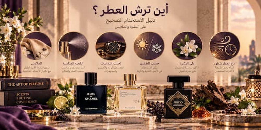 أين ترش العطر؟ دليل استخدام العطر على البشرة والملابس بطريقة صحيحة