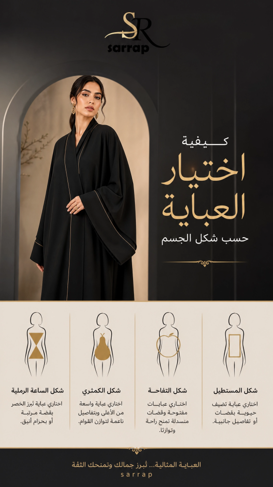اختيار العباية حسب شكل الجسم