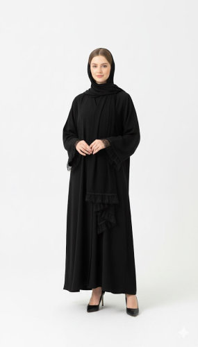 عباية هلا قماش انترنت  دبل كلوش  ناعم وأنيق فخامة في البس  مع طرحه مطرزه