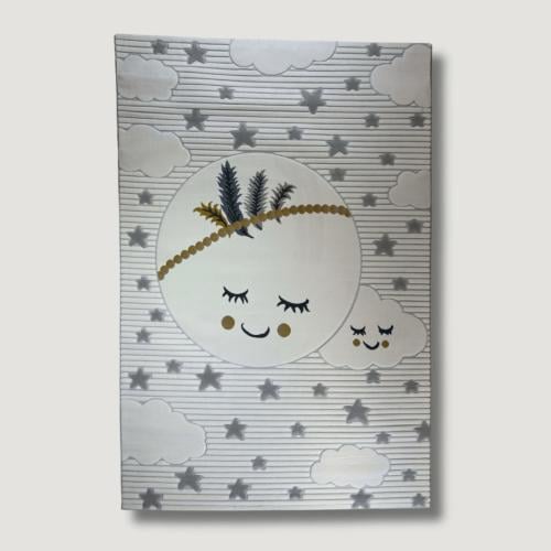 سجاد أطفال رمادي وكريمي