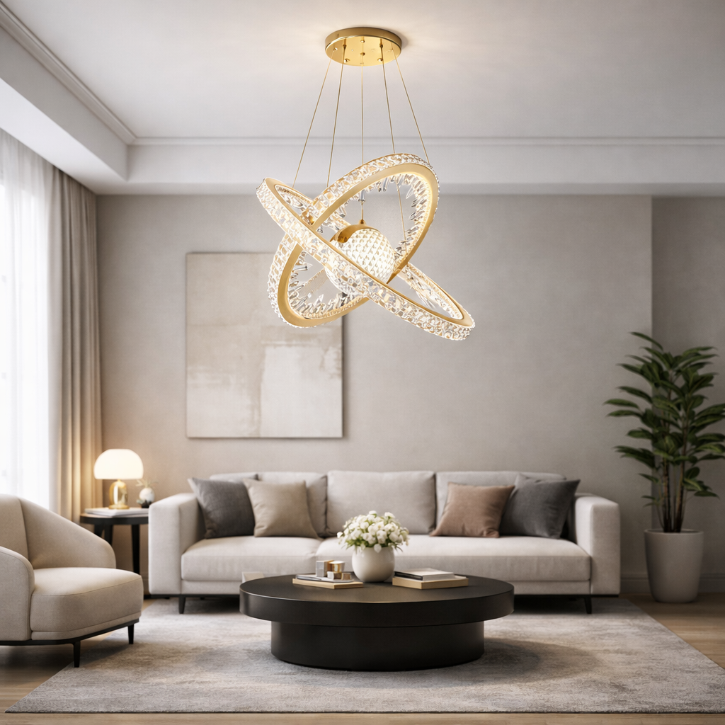ثريا كريستال مودرن بتصميم دائري متداخل