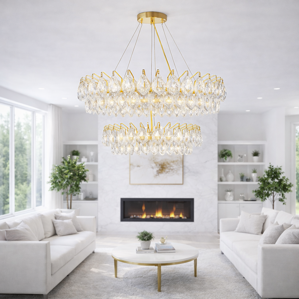 ثريا قطرات الذهب الملكية - (80+50) سم