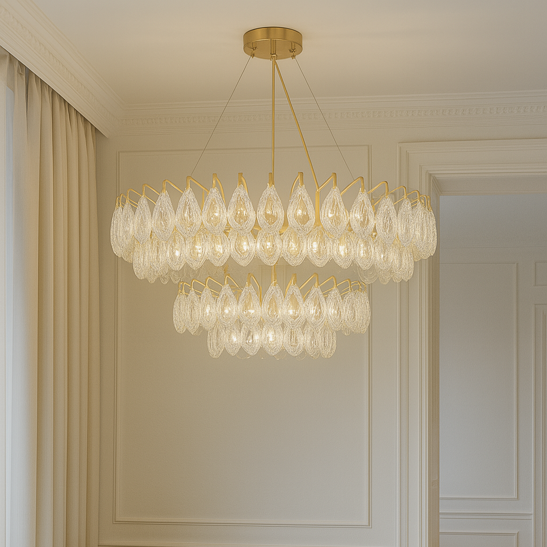 ثريا قطرات الذهب الملكية - (80+50) سم