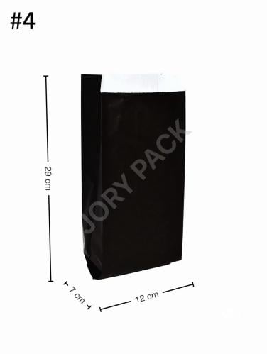 كيس بدون قاعدة 12×7×29 سم اسود ورق ابيض 1000 حبة