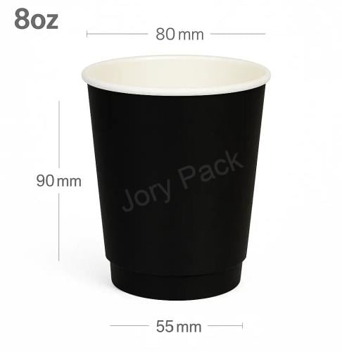 كوب قهوة 8 اونص اسود طبقتين ورق ابيض 500 حبة