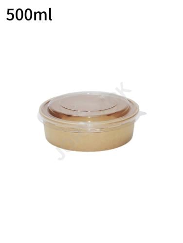 500ml Kraft Paper Salad Bowl 300/ctn PP Lid