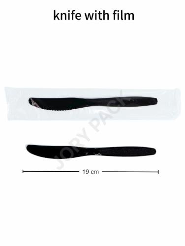 سكينة طعام بلاستيك اسود VIP بغلاف بلاستيك شفاف 1000 حبة