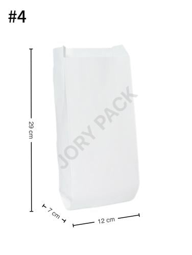 كيس بدون قاعدة 12×7×29 سم ورق أبيض 1000 حبة