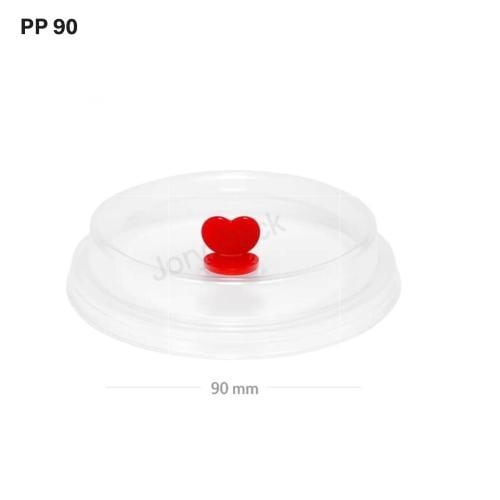 90mm PP Plastic Clear Lid With Red Heart 1000/ctn