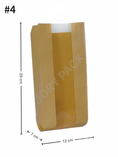 كيس بدون قاعدة 12×7×29 سم ورق كرافت بنافذة 1000 حبة