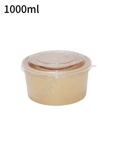 1000ml Kraft Paper Salad Bowl 300/ctn PET Lid