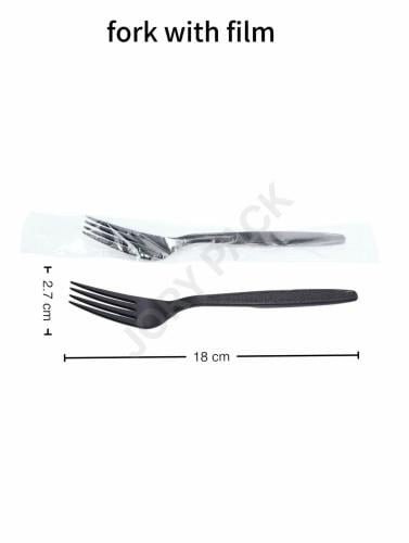 شوكة طعام بلاستيك اسود VIP بغلاف بلاستيك شفاف 1000 حبة