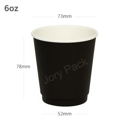 Black - 6oz Double Wall White Paper Cup 500/ctn