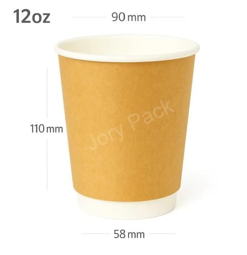 12oz Double Wall White Kraft Paper Cup 500/ctn