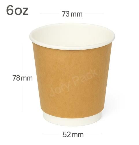 6oz Double Wall White Kraft Paper Cup 500/ctn
