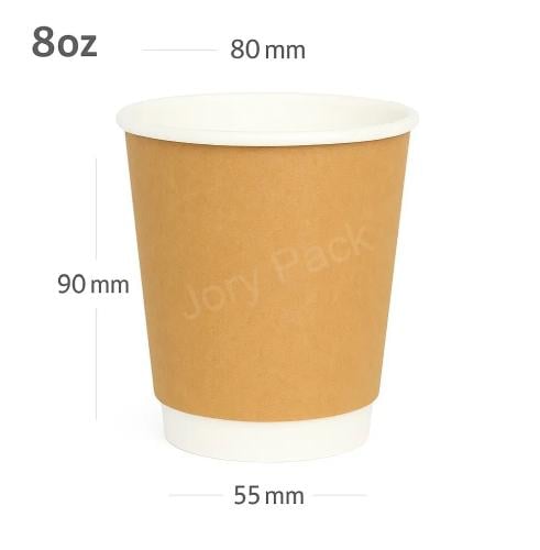 8oz Double Wall White Kraft Paper Cup 500/ctn