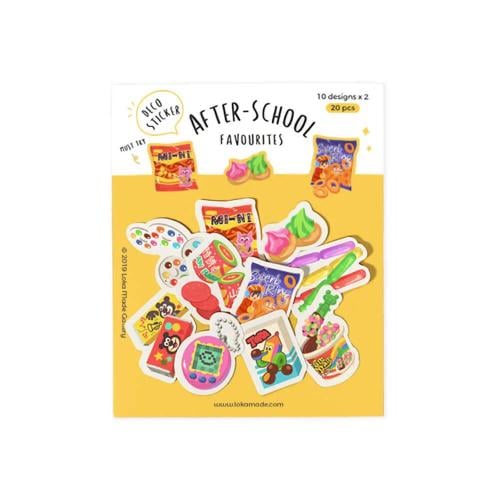 مجموعة ملصقات فاخرة – (ثيم سناكات بعد المدرسة)، (20 ملصق)