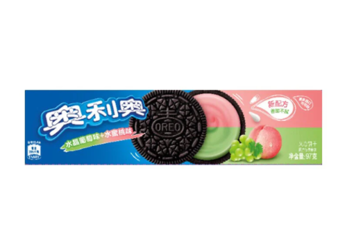 كوكيز أوريو صيني محشو بكريمة الخوخ الأبيض والعنب