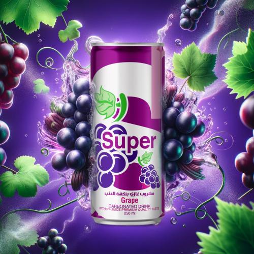 مشروب سوبر غازي بنكهة العنب 250 مل، مستورد