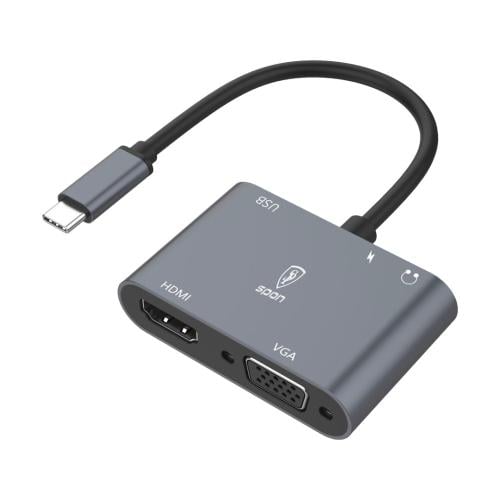 SPON موزع من TYPC الى 4منافذ مدخل HDMI + TYPC + US...