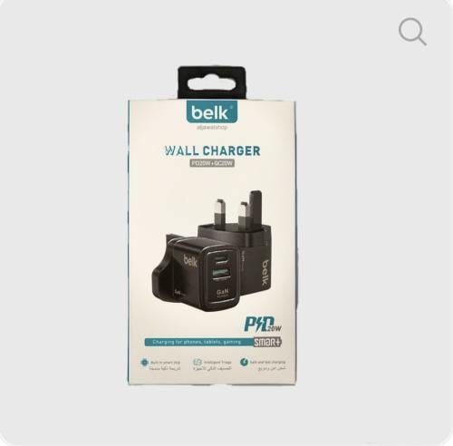 بيلك - شاحن جداري 20 وات PD+QC يدعم خاصية الشحن ال...