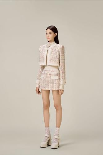 Pink cotton linen tweed jacket