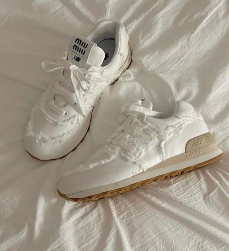 Miu Miu x New Balance 574 denim sneakers