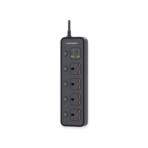 توصيلة جيبل 5 متر – 4 منافذ طاقة + 4 PD + منفذي USB بحماية ذكية - العنوان  التقني للاتصالات - افضل متجر اتصالات في السعودية