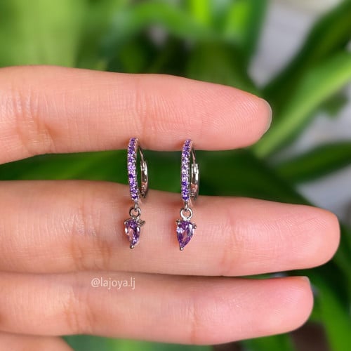 Silver kal "Purple stone"- Hoop