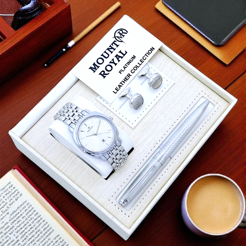 طقم هديه رجالي راقي ساعه وقلم وكبك