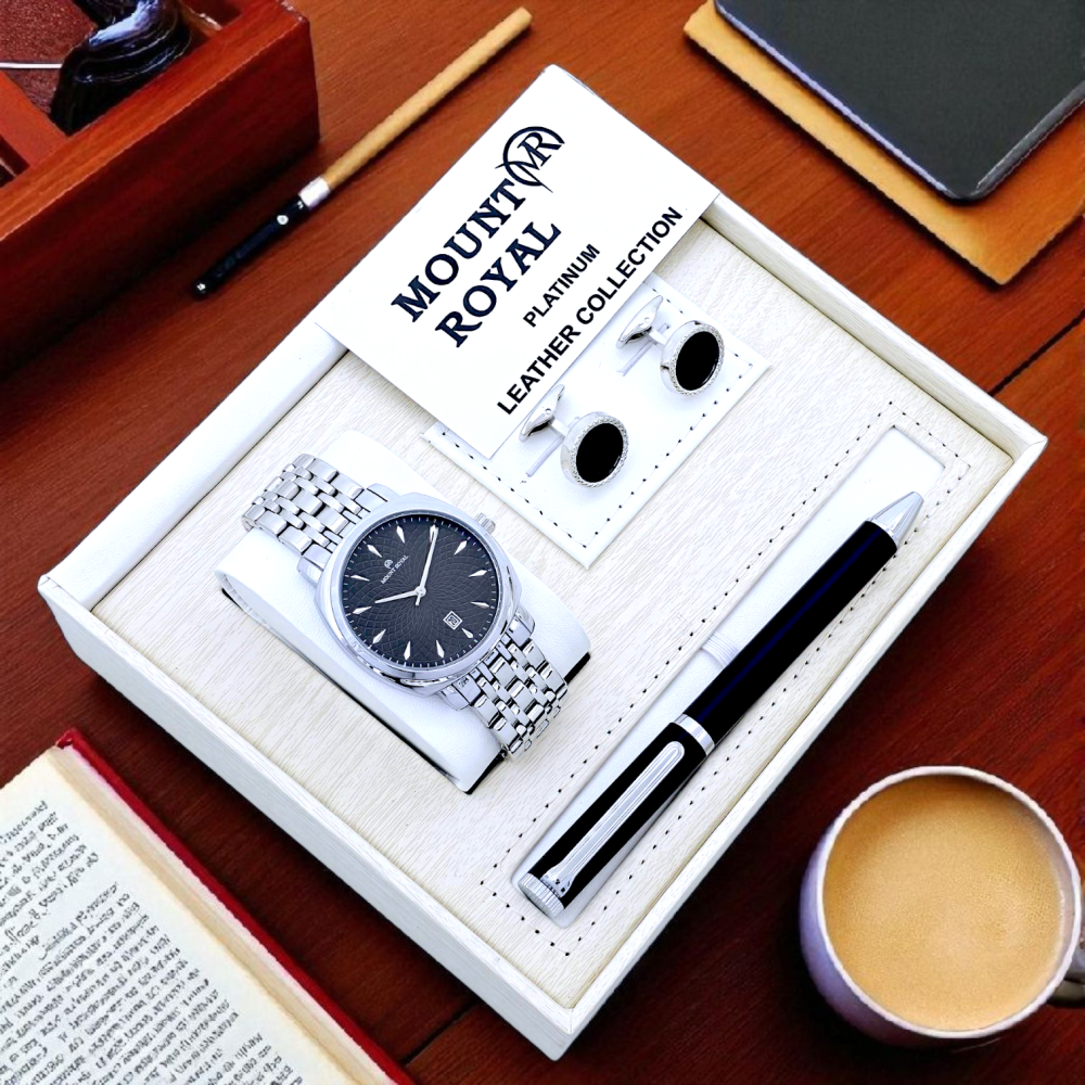 طقم هديه رجالي راقي ساعه وقلم وكبك