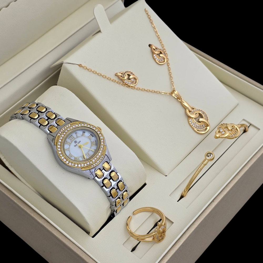 طقم نسائي روز لاين بالون الفضي والذهبي