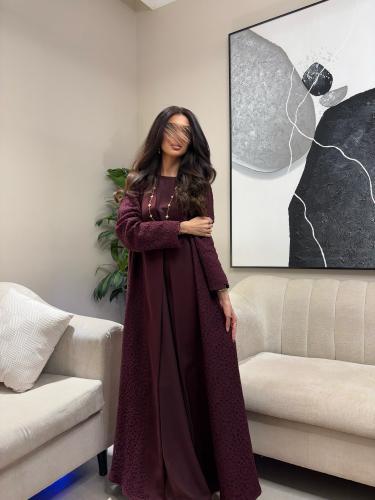 فستان كريب عنابي
