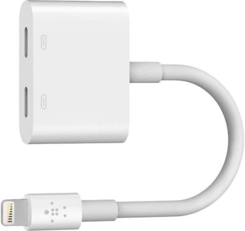 وصلة سماعة وشاحن ايفون لايتنق ابيض belkin