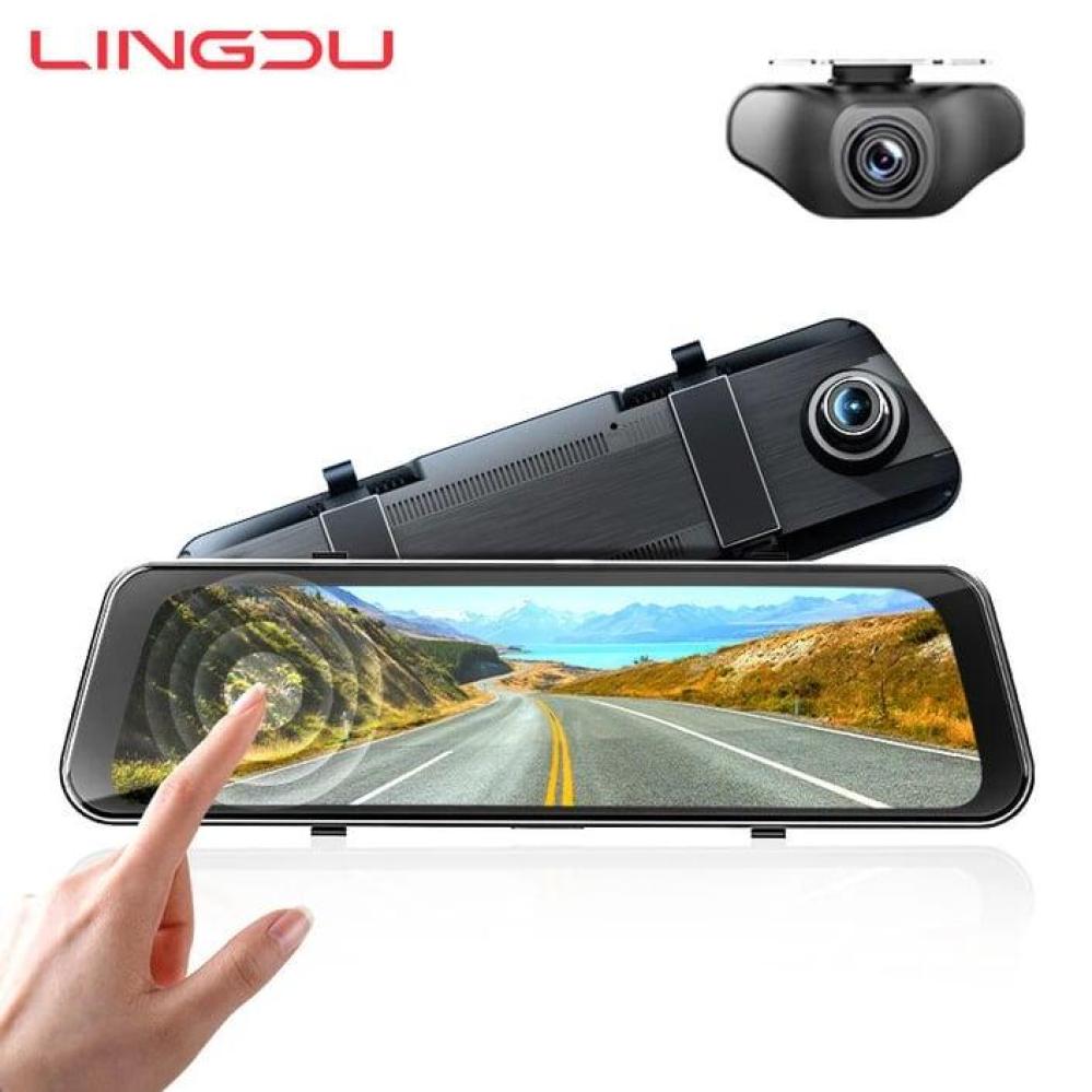 بوكس السيارة داش كام مرايا بكاميرا امامية وخلفية بدقة 4K من LINGDU LD2K مع هدية بكج اكسسوارات السيارة