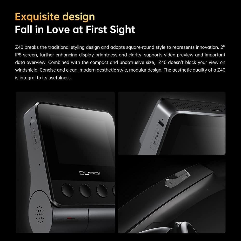 DDPAI Z40 dash cam with two front and rear cameras and GPS