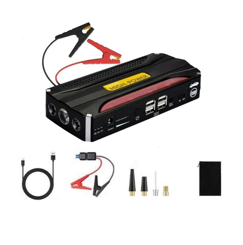 بوكس السيارة | بطارية متنقلة اشتراك مشغل للسيارة + منفاخ هواء + شاحن سيارة بمنفذين + مظلة السيارة الذكية