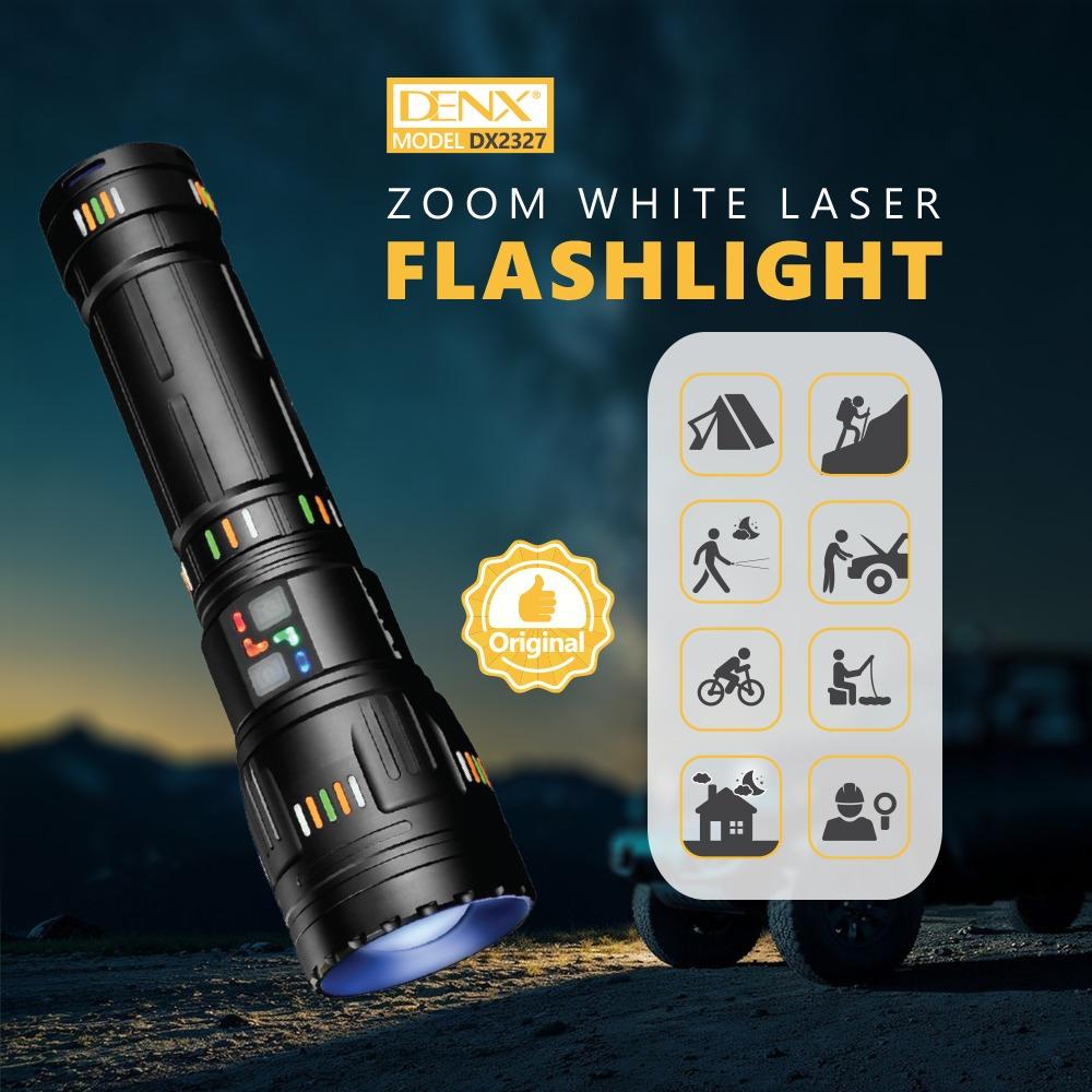 كشاف ليد للرحلات عالي السطوع بخاصية الزوم والتركيز يعمل لمدة 8 ساعات بـ8 بطاريات قابلة لاعادة الشحن من دينكس DX2327