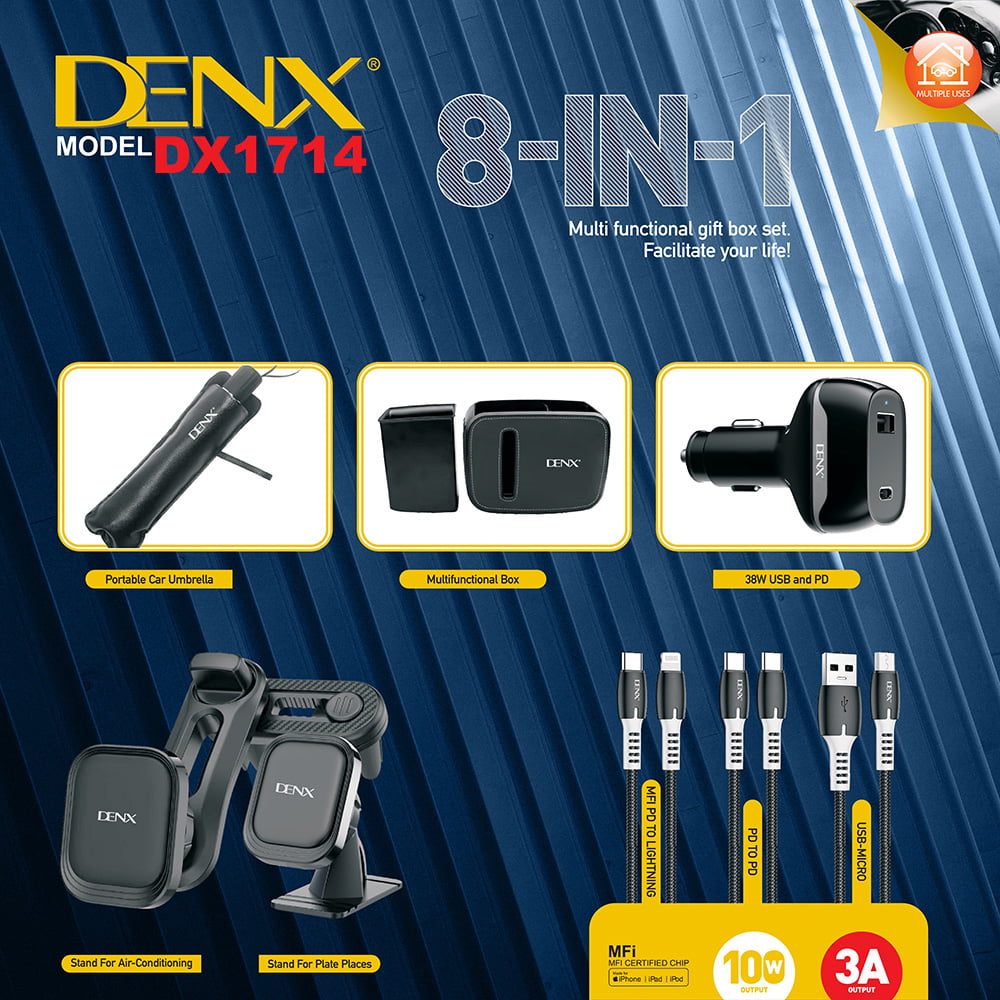 Car package 8-in-1 for all car needs from DENX DX1714 - بوكس أصفر