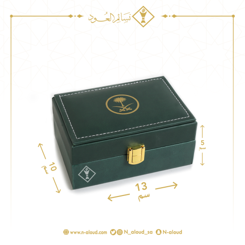 صندوق جلد إيطالي بشعار سيفين ونخلة مقاس أوقيتين