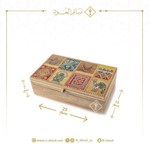 صندوق خشبي تراثي رسم يدوي وسط