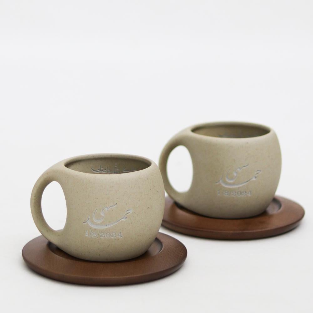 كوب الكبلز مع قاعدة خشبيه