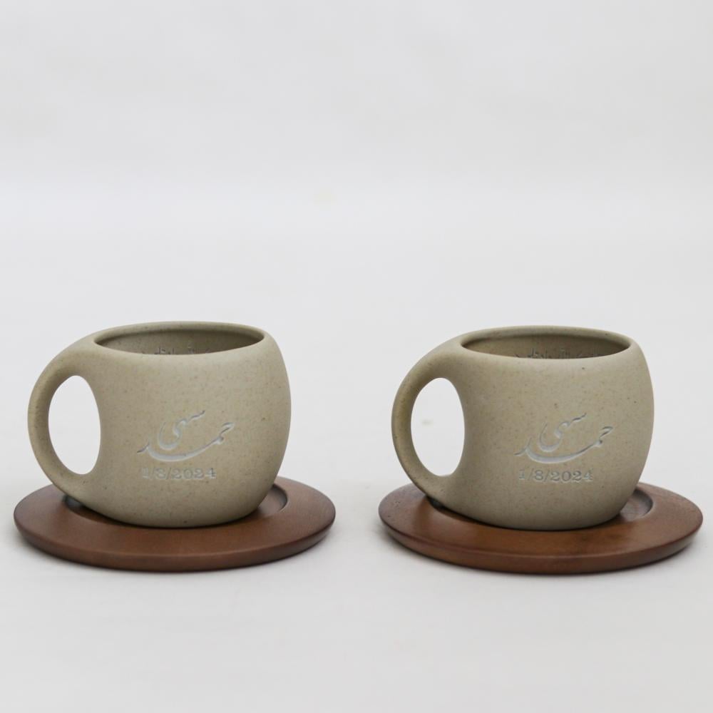 كوب الكبلز مع قاعدة خشبيه