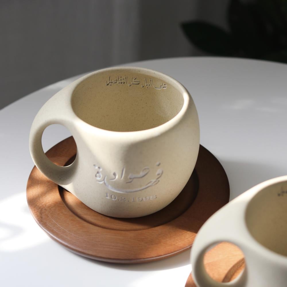 كوب الكبلز مع قاعدة خشبيه