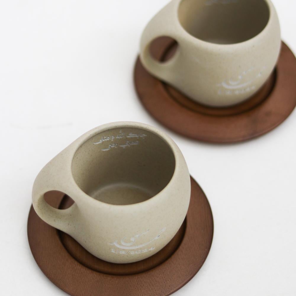 كوب الكبلز مع قاعدة خشبيه